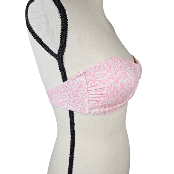 Onia Genevieve Bikini Top, White/Pink Micro Leaves, Small - Picture 4 of 16